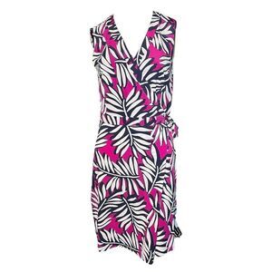 LAUNDRY Shelli Segal Wrap Dress Pink Navy White Floral Sleeveless Stretch 2